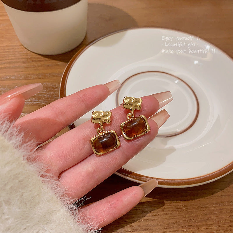 Earring Stud Amber Geometric HXEA1352