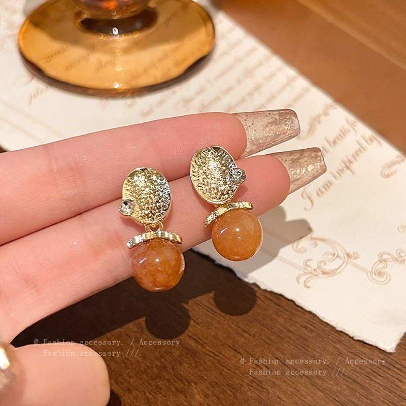 Earring Stud Retro Amber HXEA1602