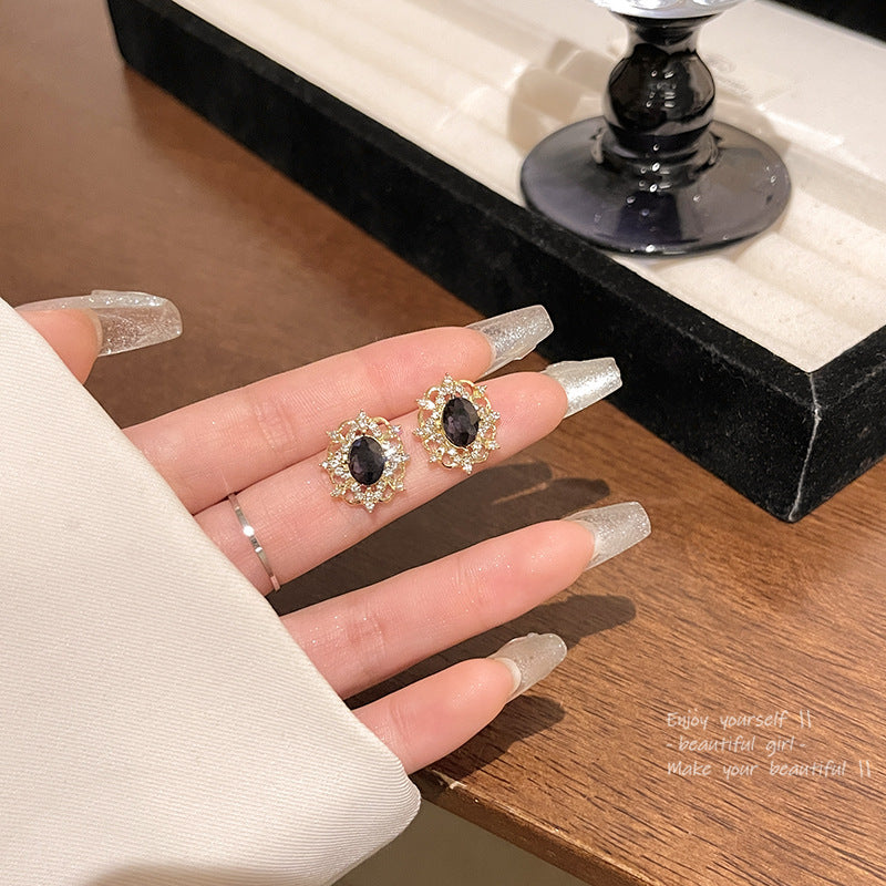 Earring Stud Light Luxury Niche Amethyst Palace Style HXEA1628
