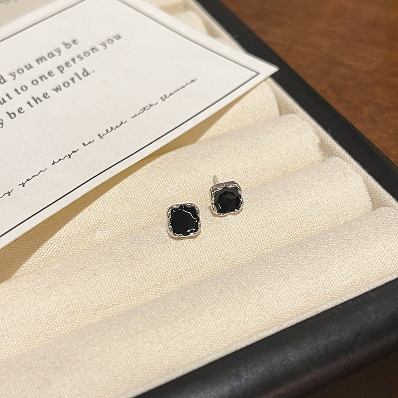 Earring Stud Simple Small Square Drip Glaze Geometric HXEA1789