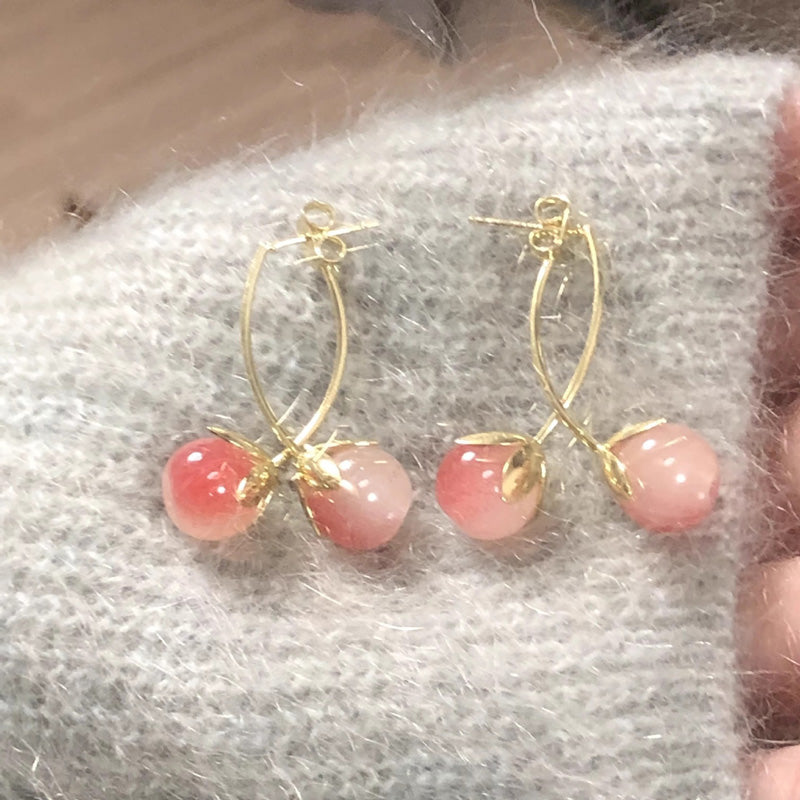 Earring Stud Super Fairy Sweet Pink Tomato HXEA1799