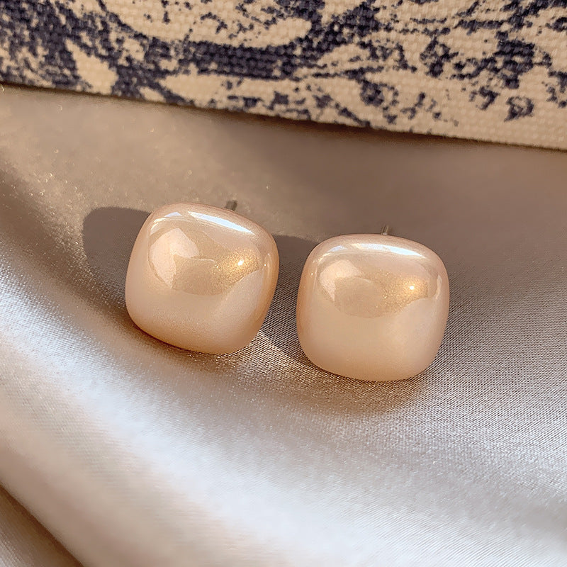 Earring Stud Simple Temperament Square Sugar Cube Pearl HXEA1821