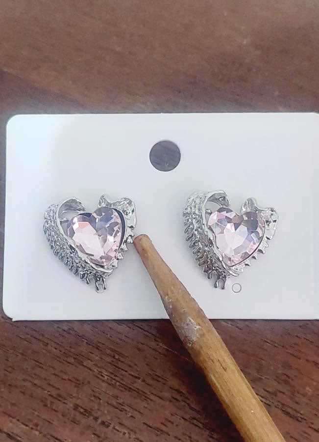 Earring Stud Niche Simple Pink Rhinestone Love XEA1845