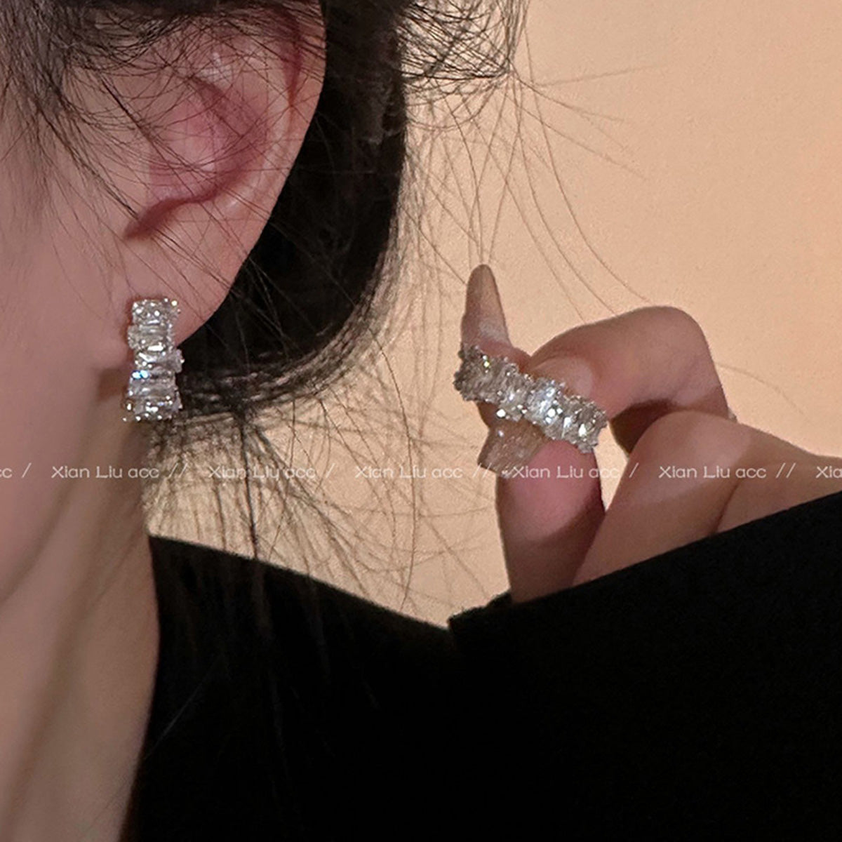 Earring Stud Exquisite Zircon C-Shaped HXEA1873