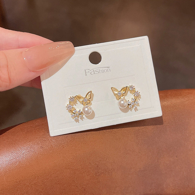 Earring Stud Fairy Butterfly Flower HXEE3152