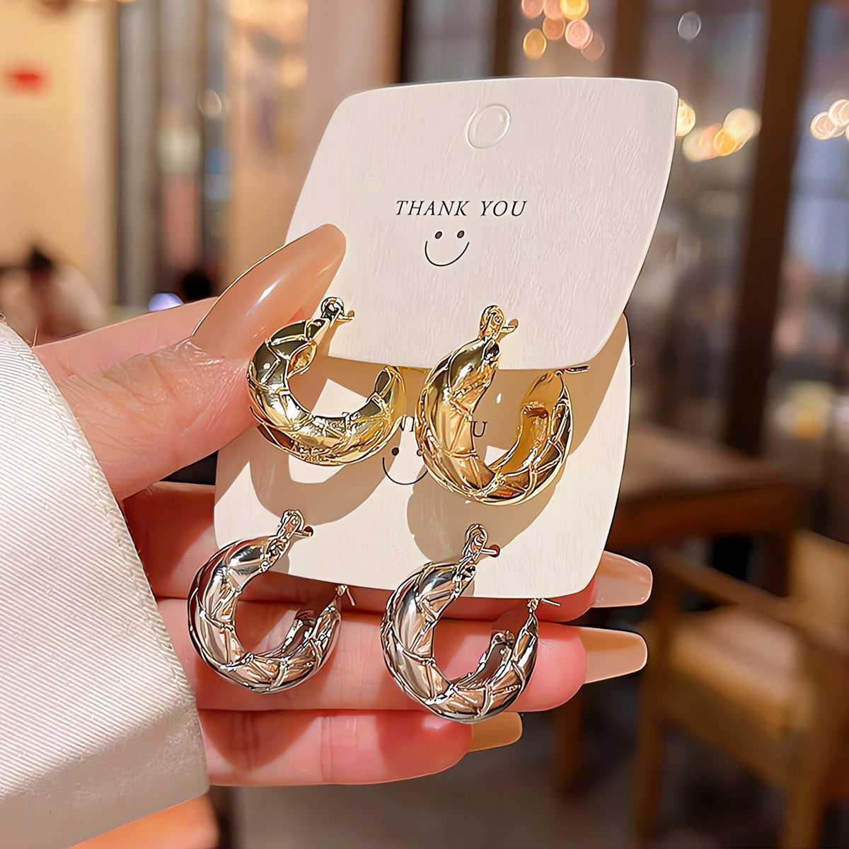 Earring Hoop Geometric Retro HXEE5938