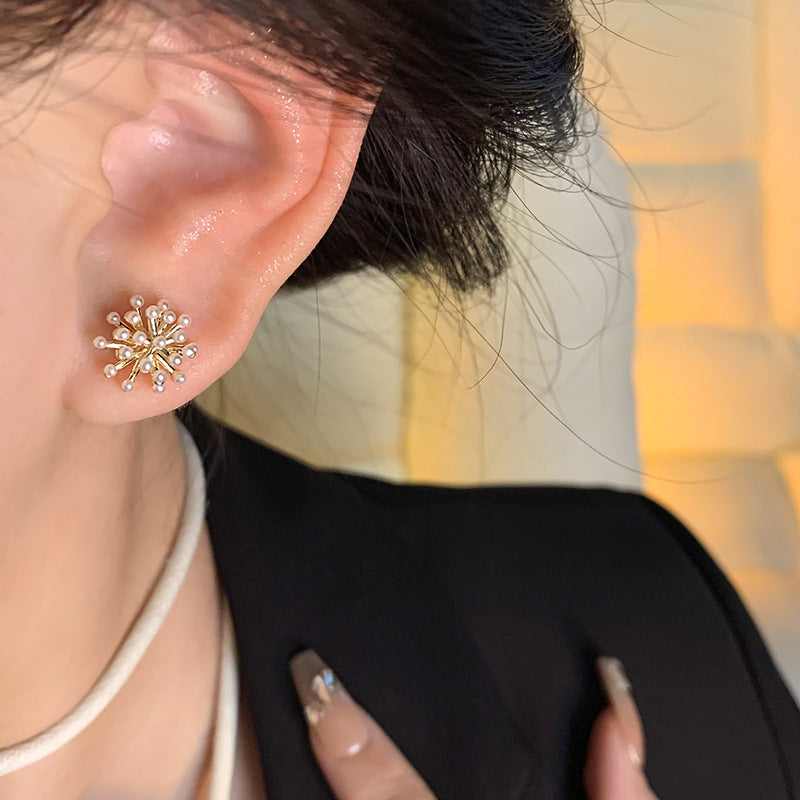 Earring Stud Light Luxury Niche Simple Temperament Firework Pearl HXEE6259
