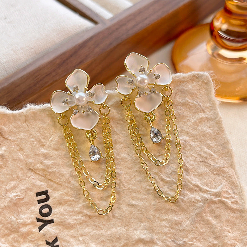 Earring Long Tassel Niche High End Flower HXLA1666