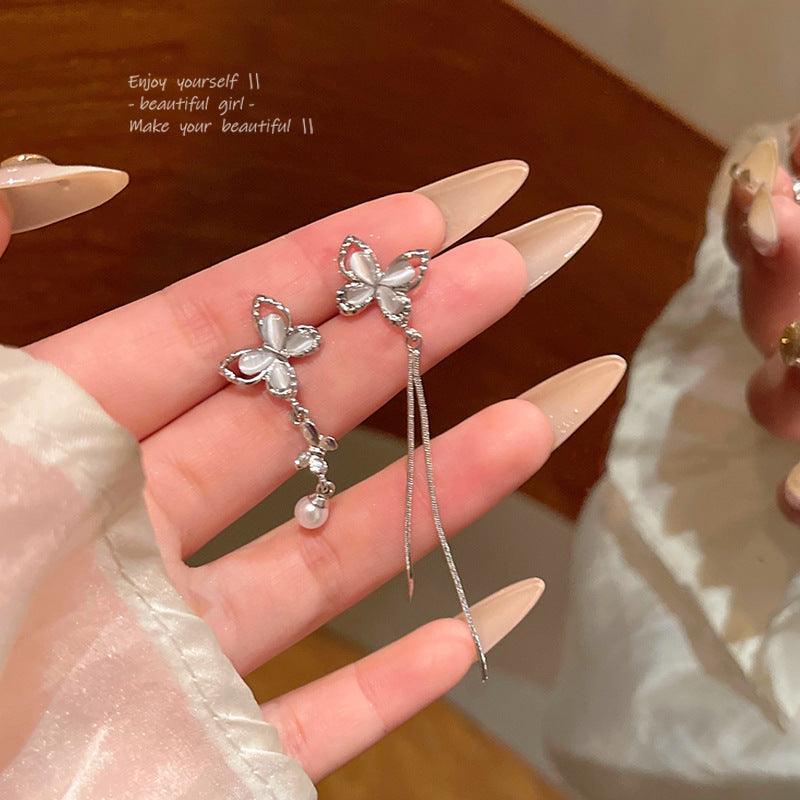 Earring Stud Long Niche High End Cat's Eye Butterfly HXLA1830