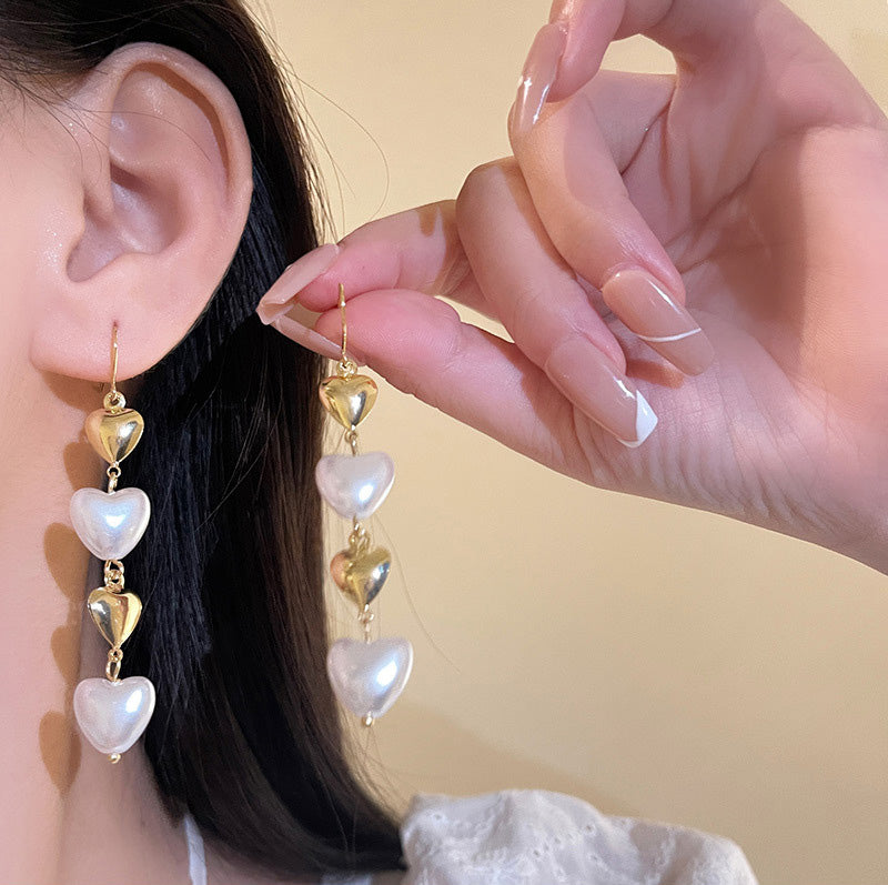 Earring Hook Long Heart Tassel HXLE6030
