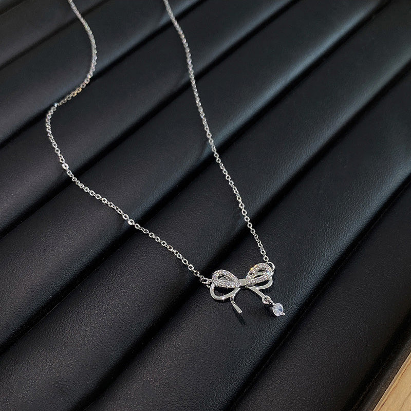 Necklace Double Layer Bow HXNX0897