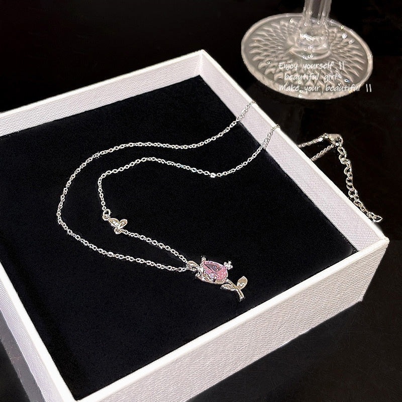 Necklace Pink Zircon Tulip HXNX1137