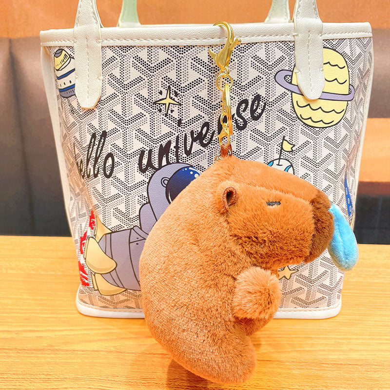 Boneka Capybara Ingusan Lucu Snort Snotty Plush Doll Bubble Blowing Squeeze Keychain