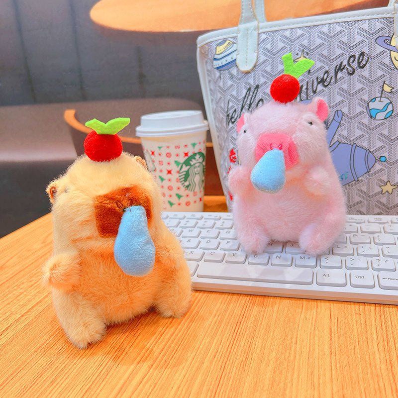 Boneka Capybara Ingusan Lucu Snort Snotty Plush Doll Bubble Blowing Squeeze Keychain