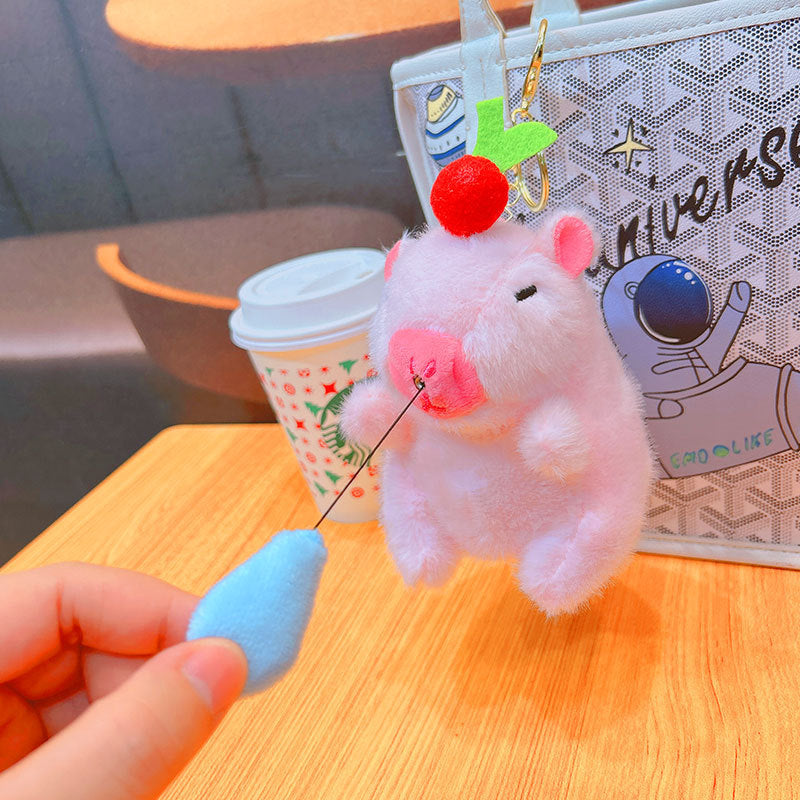 Boneka Capybara Ingusan Lucu Snort Snotty Plush Doll Bubble Blowing Squeeze Keychain