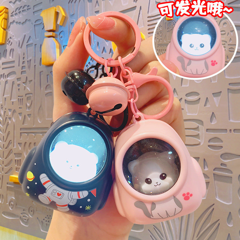Gantungan Kunci Desain Kartun Lucu 3D Ganci Backpack Cat Keychain Night Lamp