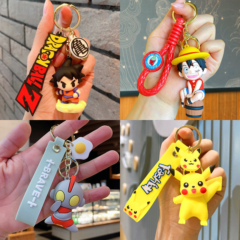 Gantungan Kunci Desain Kartun Anime 3D Pokemon DBZ One Piece Minecraft Etc