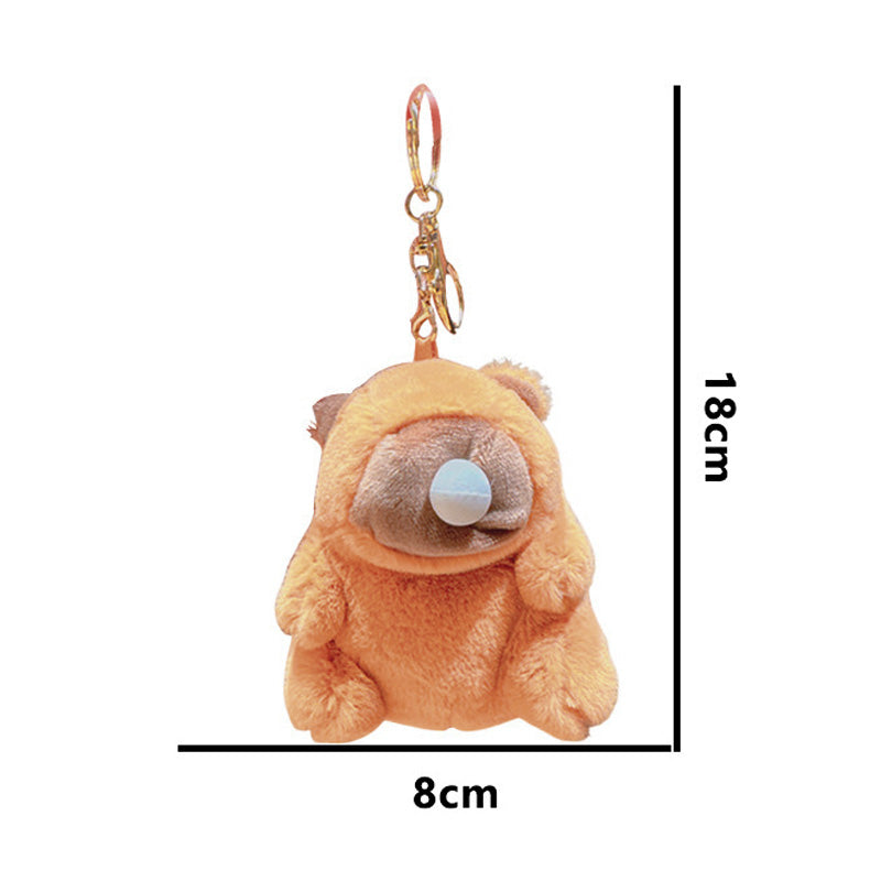 Boneka Capybara Ingusan Lucu Snort Snotty Plush Doll Bubble Blowing Squeeze Keychain