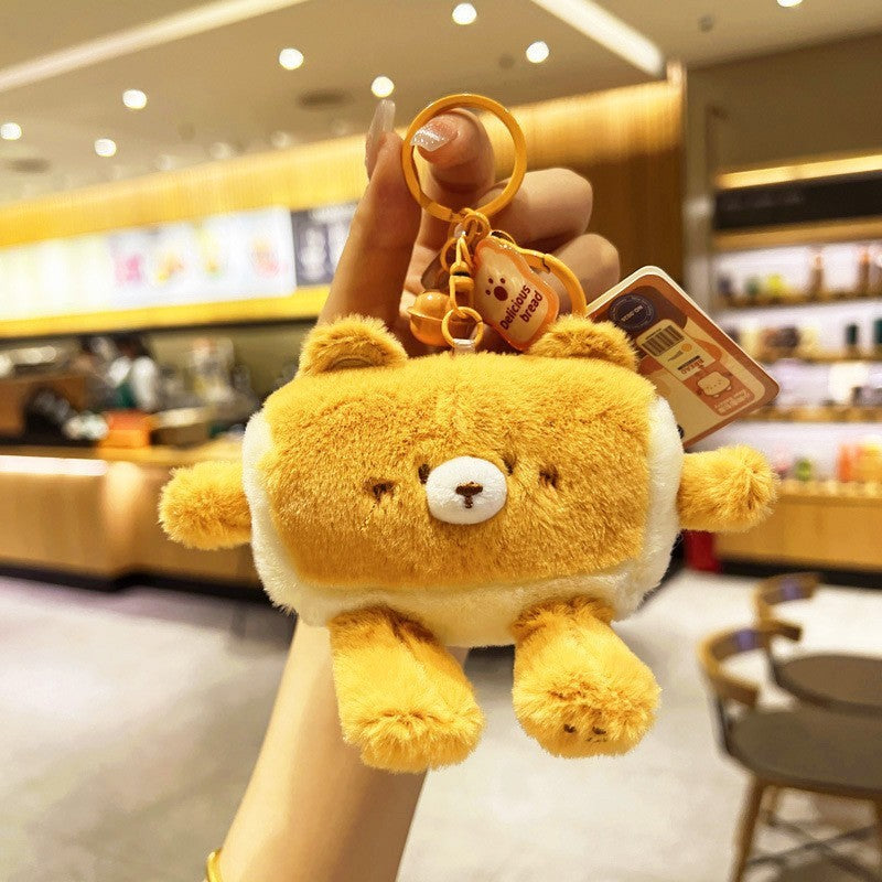 Gantungan Kunci Tas Boneka Roti Beruang Bulu Halus Gemas Imut Ganci Keychain