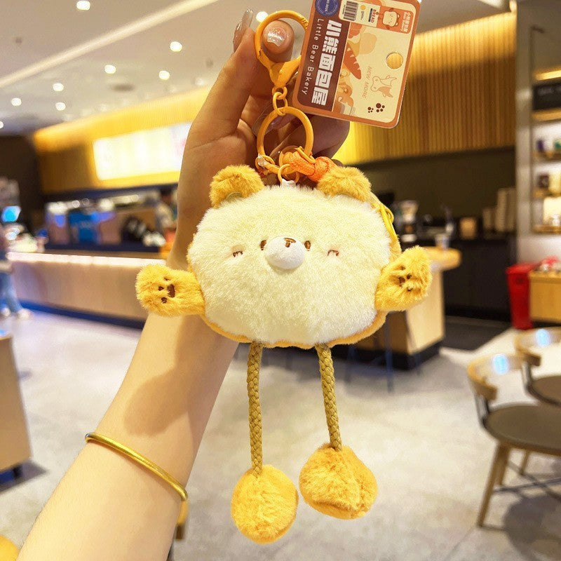Gantungan Kunci Tas Boneka Roti Beruang Bulu Halus Gemas Imut Ganci Keychain