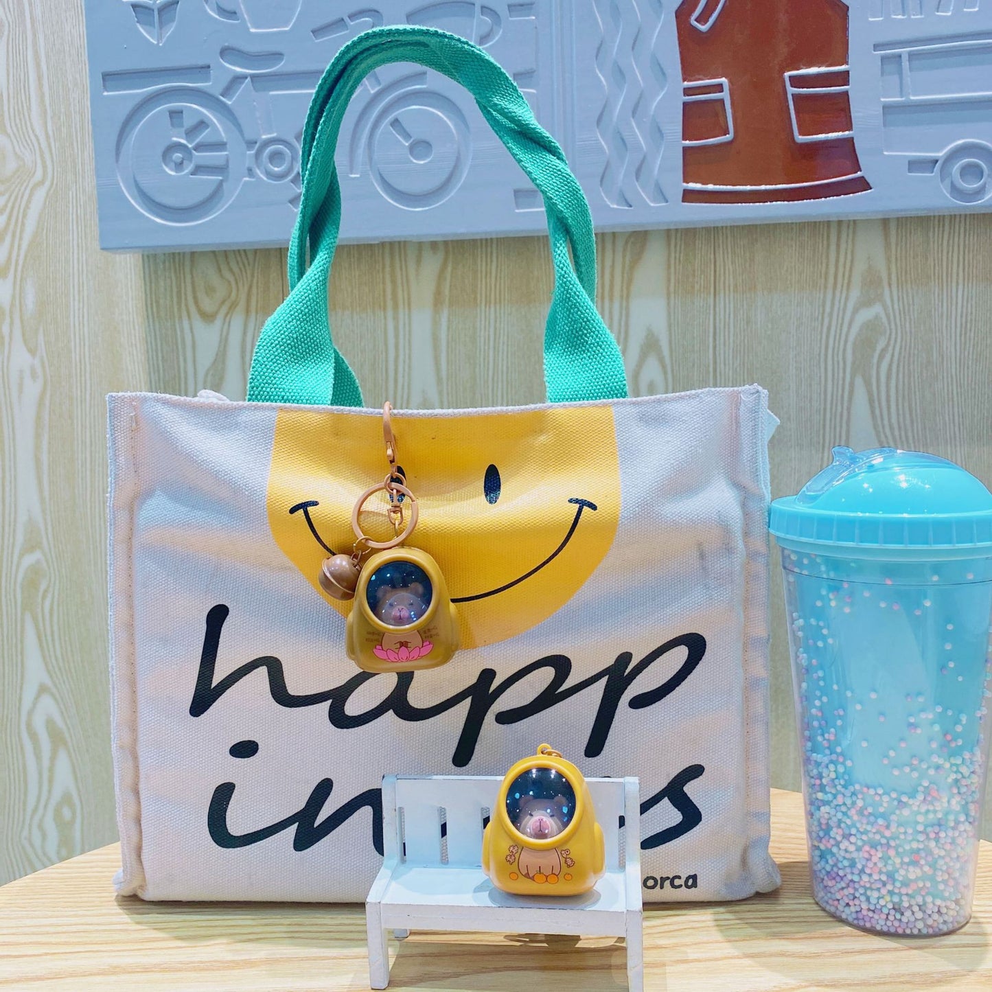 Gantungan Kunci Desain Kartun Lucu 3D Ganci Backpack Cat Keychain Night Lamp