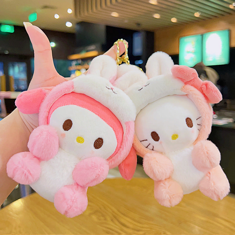 Gantungan Kunci Tas Boneka Karakter Sanrio Kitty Melody Cinnamoroll Kostum Bunny Kelinci