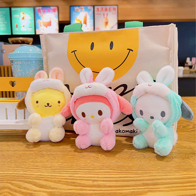 Gantungan Kunci Tas Boneka Karakter Sanrio Kitty Melody Cinnamoroll Kostum Bunny Kelinci