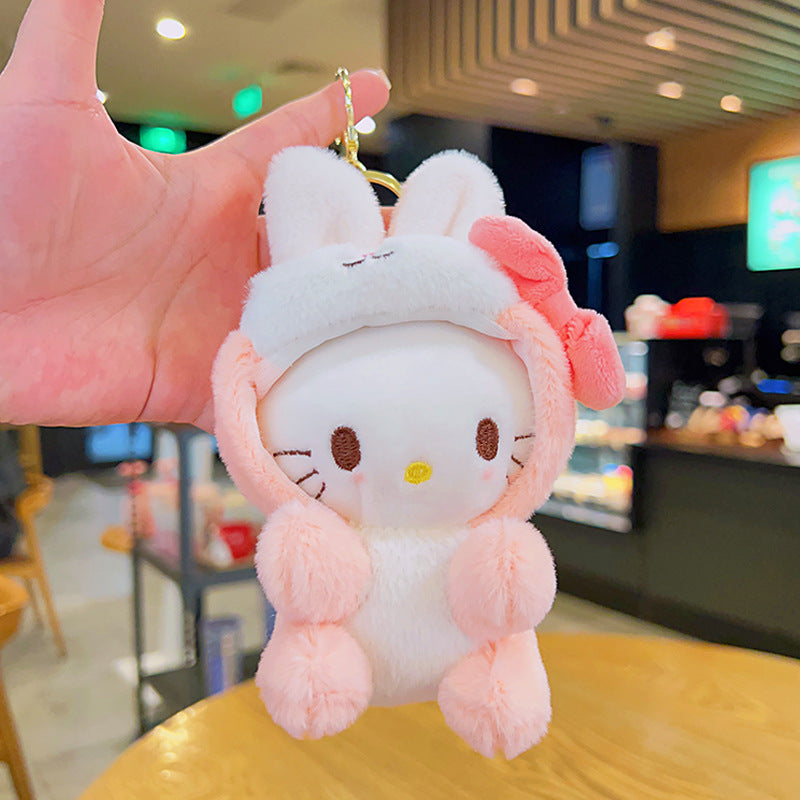 Gantungan Kunci Tas Boneka Karakter Sanrio Kitty Melody Cinnamoroll Kostum Bunny Kelinci