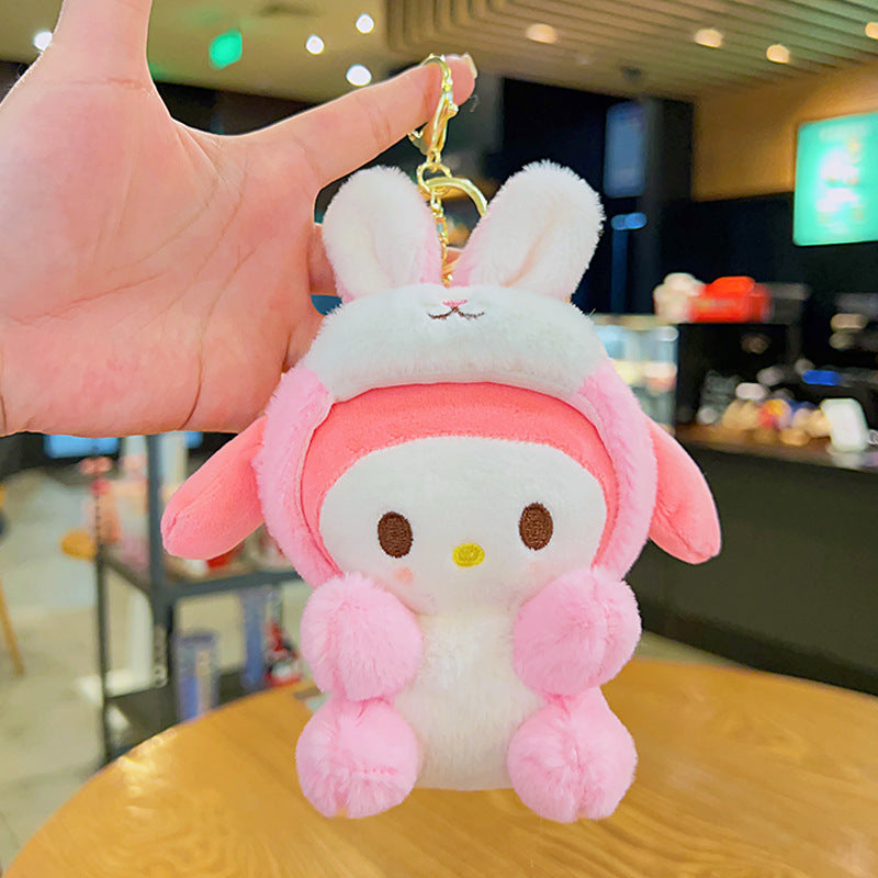 Gantungan Kunci Tas Boneka Karakter Sanrio Kitty Melody Cinnamoroll Kostum Bunny Kelinci
