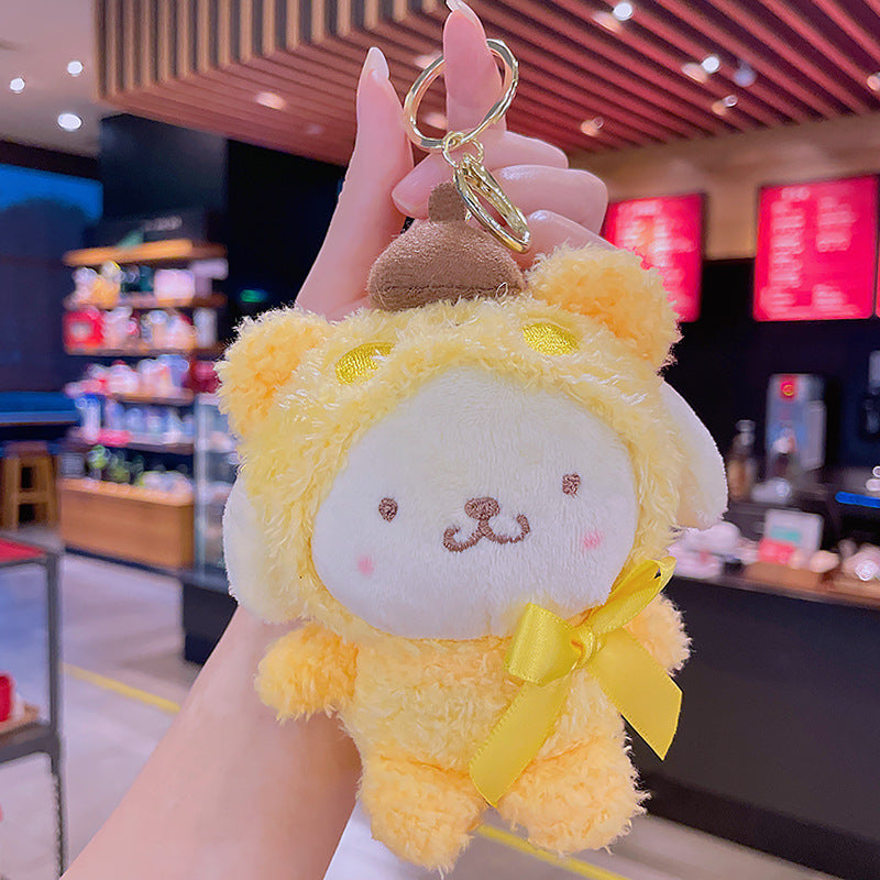 Gantungan Kunci Tas Boneka Sanrio Kostum Panda Kitty Kuromi Melody Cinnamoroll Keychain