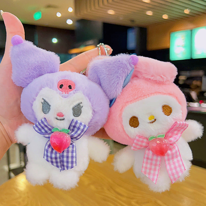 Gantungan Kunci Tas Boneka Sanrio Karakter Kitty Kuromi Melody Peach Ganci Keychain