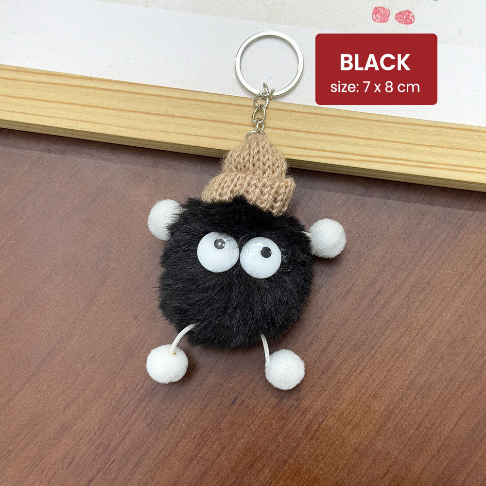 Gantungan Kunci Tas Lucu Kurcaci Pom Pom Kelinci Bulu Topi Rajut Pluffy Bag Keychain