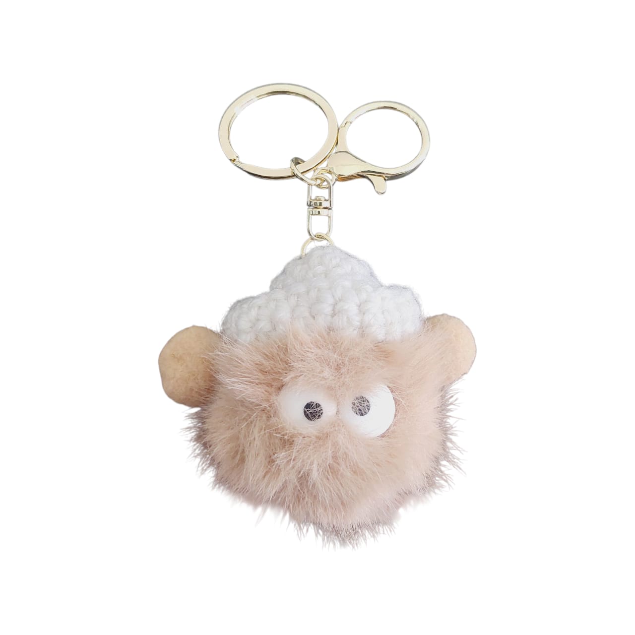 Gantungan Kunci Tas Lucu Kurcaci Pom Pom Kelinci Bulu Topi Rajut Pluffy Bag Keychain