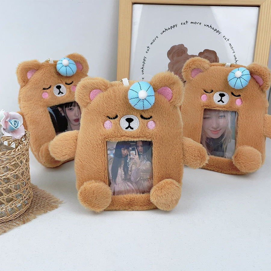 Plush Photocard Case Photo Card Holder Boneka Gantungan Kunci ID Card Keychain Bear KCO4395