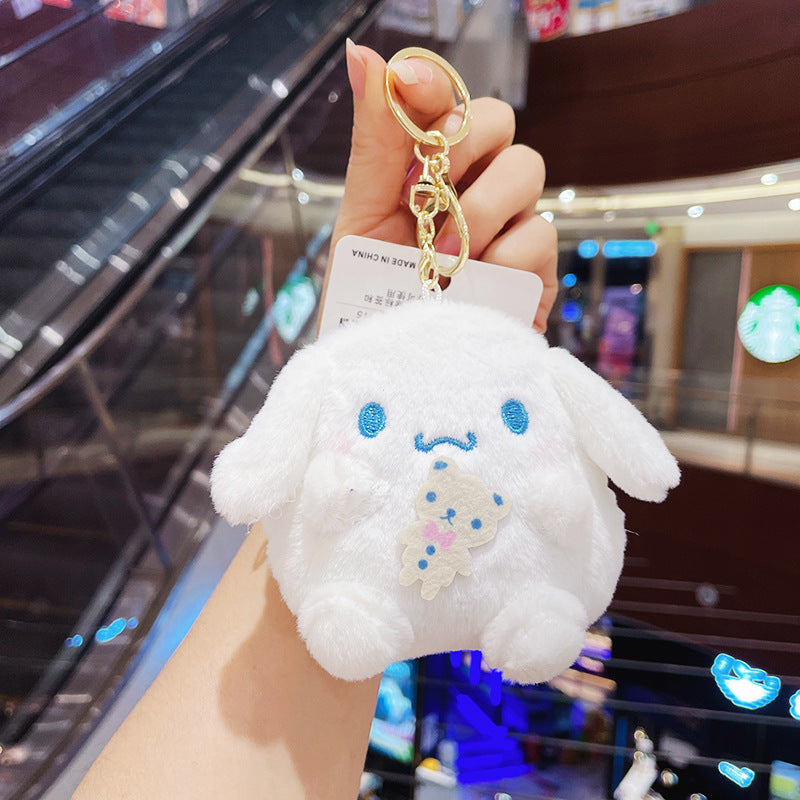 Gantungan Kunci Dompet Bulu Boneka Sanrio Karakter Kitty Kuromi Melody Stella Ball Lucu