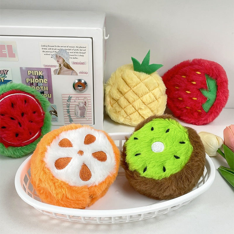 Dompet Koin Bulu Buah Fluffy Semangka Strawberry Kiwi Resleting Pouch Lucu MCEB4303