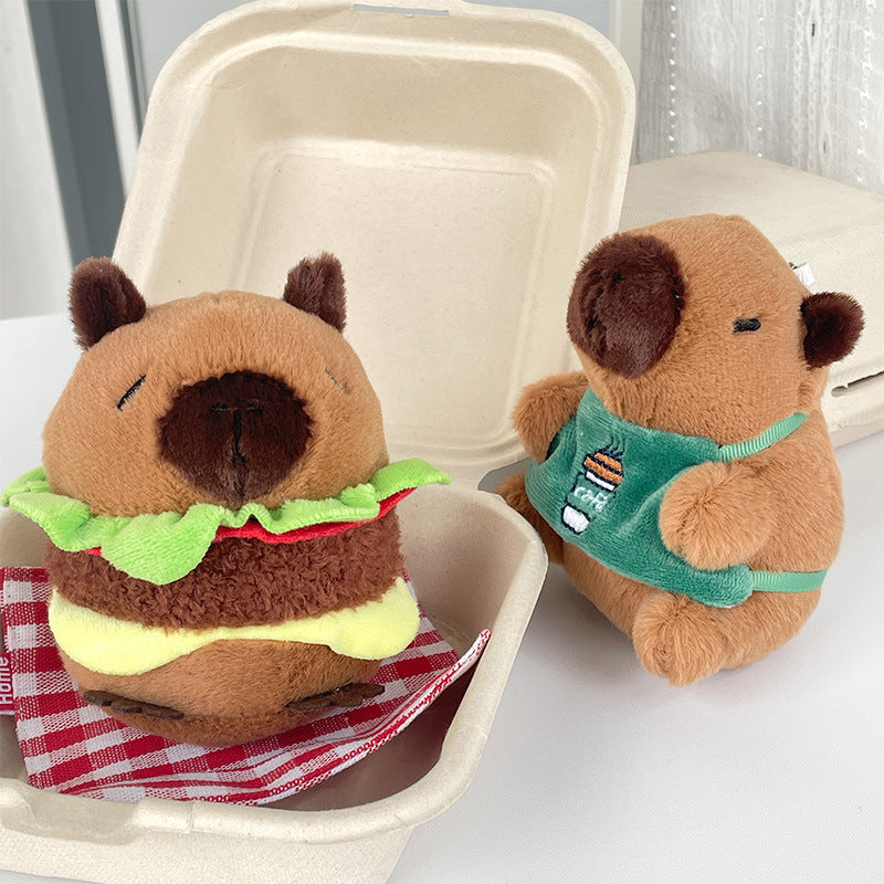 Gantungan Kunci Boneka Capybara Burger Coffee Chick Toast Donut Boneka Keychain MCEW8041