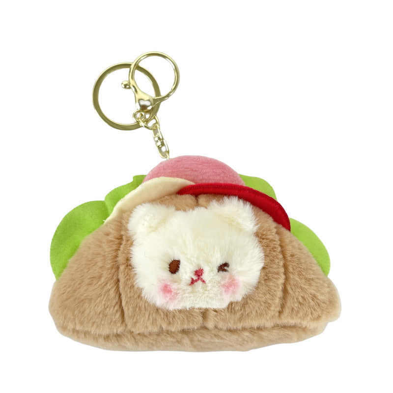 Boneka Kelinci Beruang Croissant Sandwich Gantungan Kunci Rabbit Bear Keychain MCEW8095
