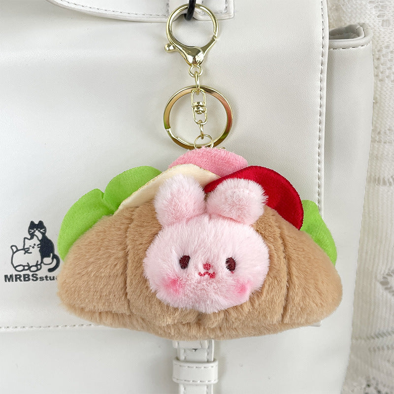 Boneka Kelinci Beruang Croissant Sandwich Gantungan Kunci Rabbit Bear Keychain MCEW8095