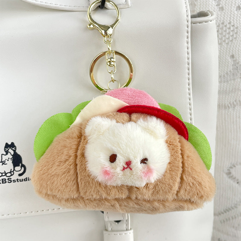 Boneka Kelinci Beruang Croissant Sandwich Gantungan Kunci Rabbit Bear Keychain MCEW8095