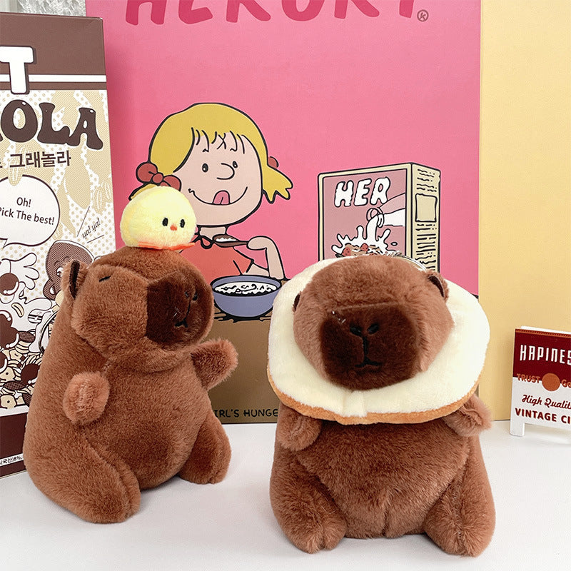 Gantungan Kunci Boneka Capybara Burger Coffee Chick Toast Donut Boneka Keychain MCEW8041