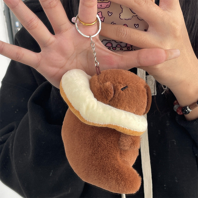 Gantungan Kunci Boneka Capybara Burger Coffee Chick Toast Donut Boneka Keychain MCEW8041
