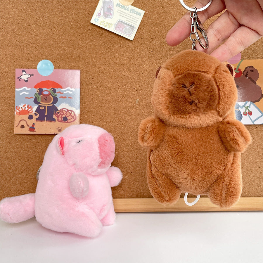 Boneka Capybara Ekor Berputar Gantungan Kunci Keychain Spinning Wagging Tail Capybara MCEW8541