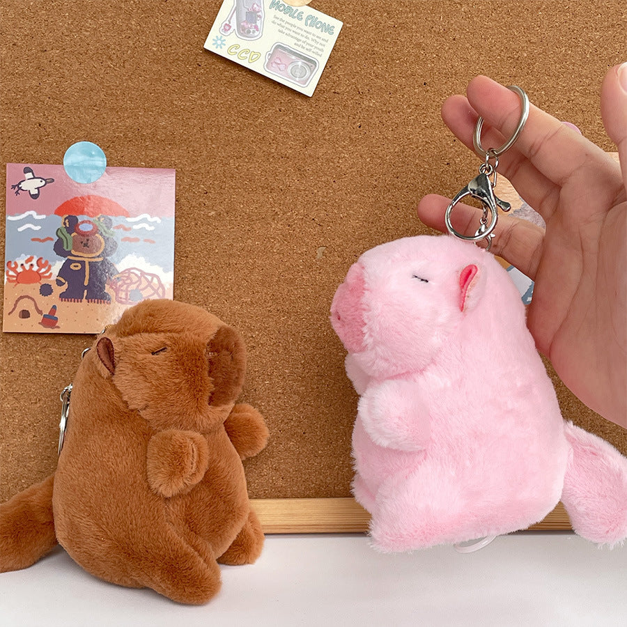 Boneka Capybara Ekor Berputar Gantungan Kunci Keychain Spinning Wagging Tail Capybara MCEW8541