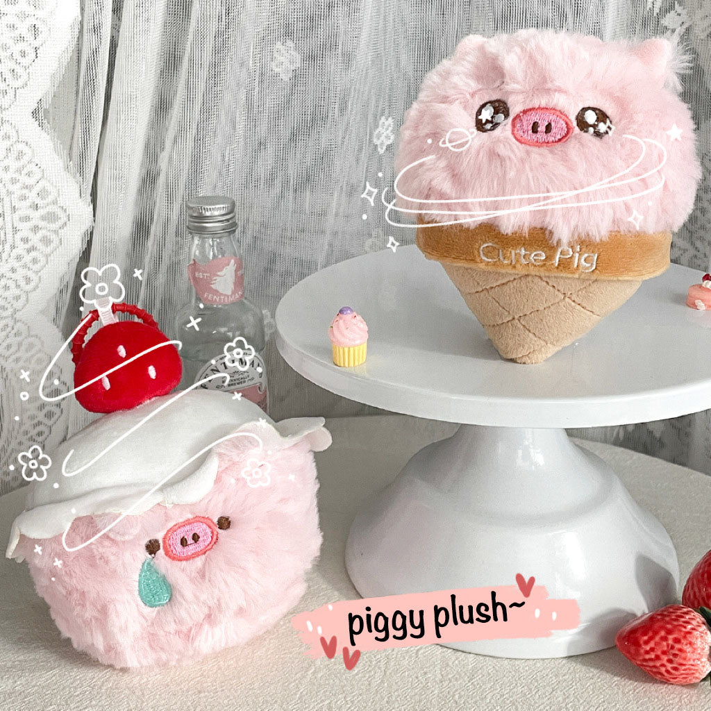 Gantungan Tas Boneka Babi Piggy Bag Charm Gantungan Tas Keychain Pink Pig Berry Cone MCEW9823