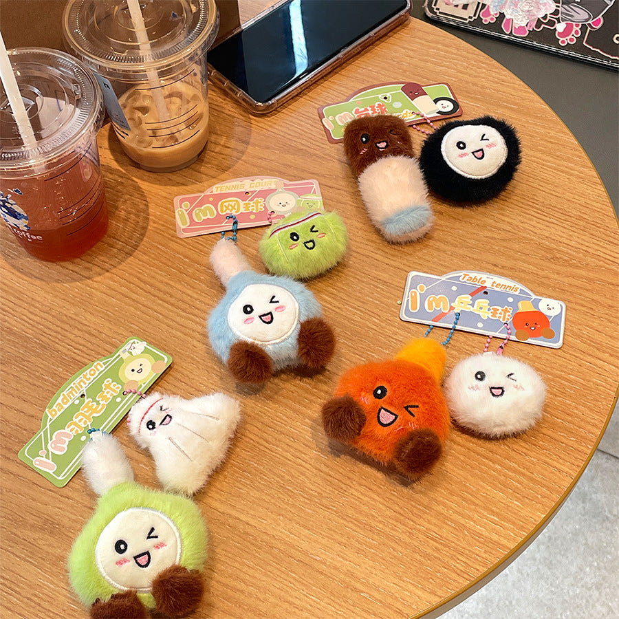 Gantungan Kunci Boneka Pasangan Olah Raga Alat Sport Badminton Tennis Pingpong Biliar MCEW9937