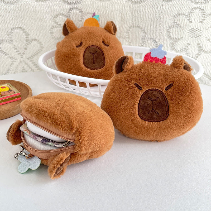 Dompet Koin Gantungan Kunci Bulu Capybara Head Pouch Keychain MCOB4171