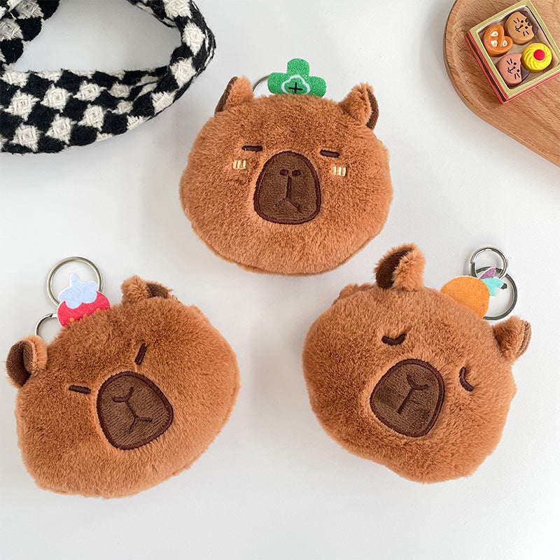Dompet Koin Gantungan Kunci Bulu Capybara Head Pouch Keychain MCOB4171