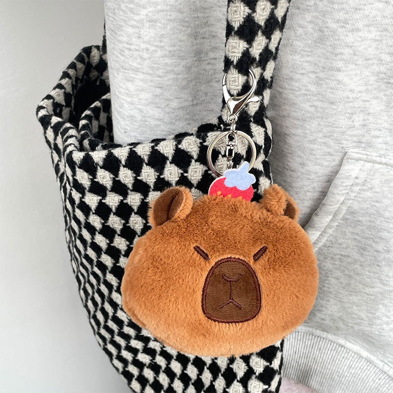 Dompet Koin Gantungan Kunci Bulu Capybara Head Pouch Keychain MCOB4171