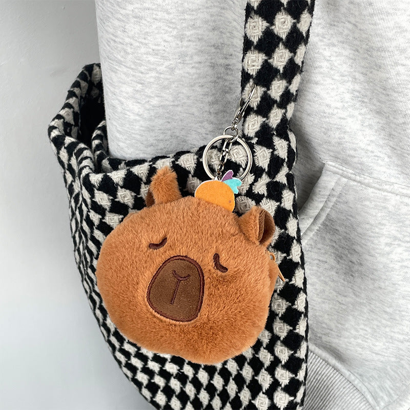 Dompet Koin Gantungan Kunci Bulu Capybara Head Pouch Keychain MCOB4171